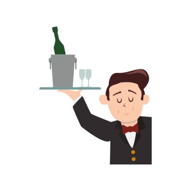 Garson şişe erkek avatar uygun kişi simgesi. Vectorg grafiği