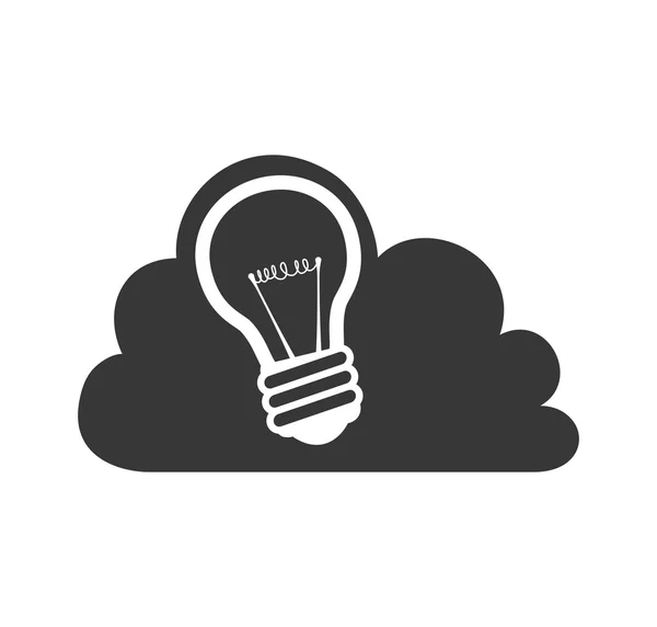 Gloeilamp wolk idee silhouet pictogram. Vectorafbeelding — Stockvector