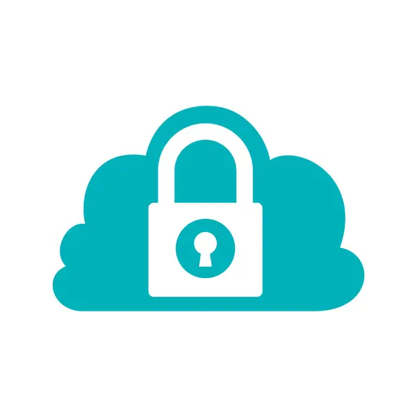 Vorhängeschloss Cloud-Sicherheitssystem Schutzsymbol. Vektorgrafik — Stockvektor