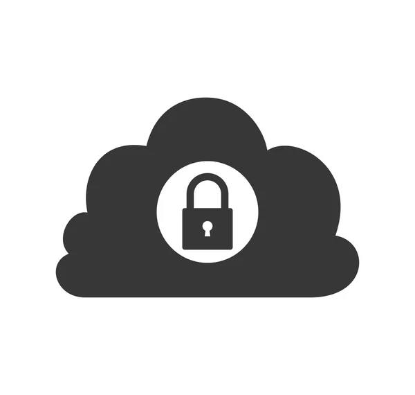 Ikona kłódki cloud security system ochrony. Grafika wektorowa — Wektor stockowy