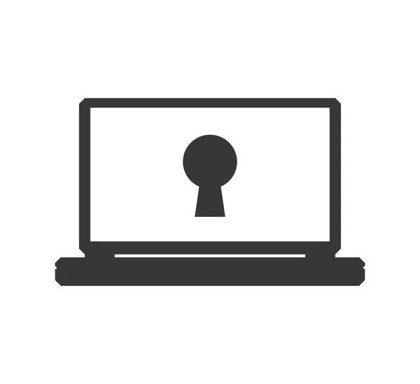 Laptop beveiliging systeem bescherming hangslotpictogram. Vectorafbeelding — Stockvector