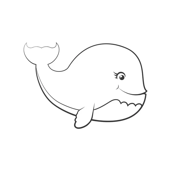 Walvis schattige dieren weinig icoon. Vectorafbeelding — Stockvector
