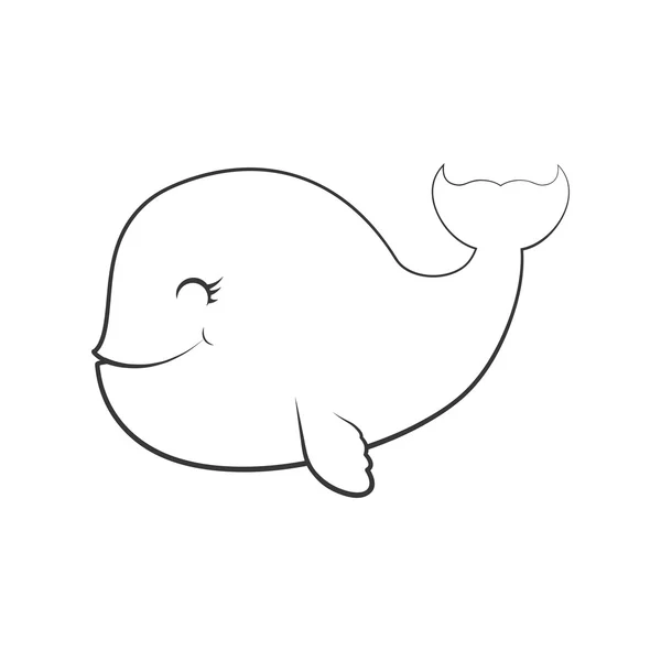 Walvis schattige dieren weinig icoon. Vectorafbeelding — Stockvector