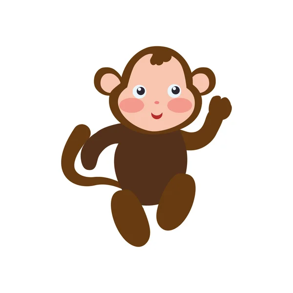 Monkey schattige dieren weinig icoon. Vectorafbeelding — Stockvector