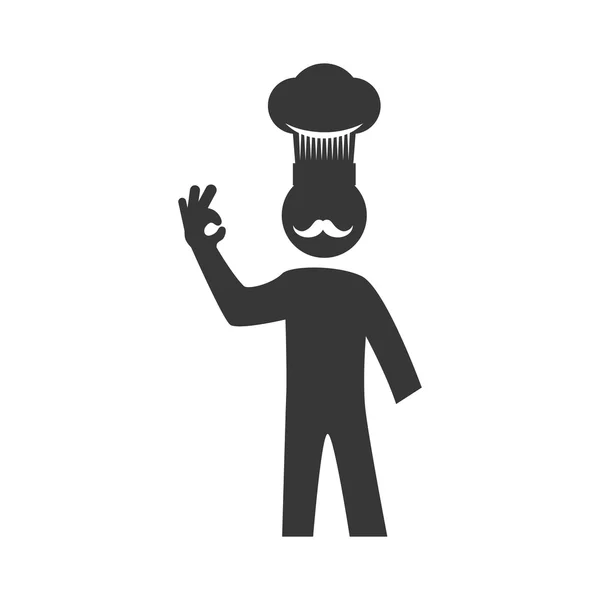 Chefs sombrero chef icono de silueta pictograma. Gráfico vectorial — Vector de stock