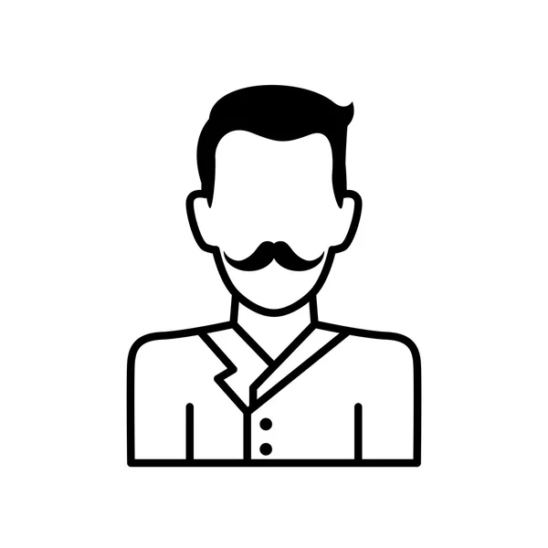 Man mustasch manlig avatar huvud person ikonen. Vektorgrafik — Stock vektor