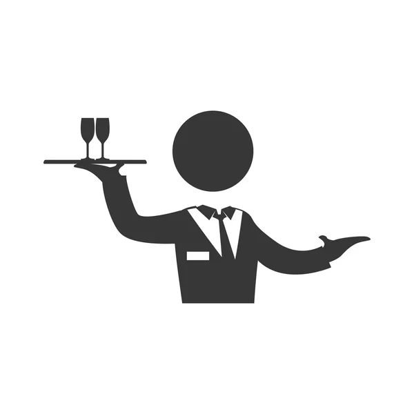 Waiter cup male pictogram suit person icon.  Vectorg graphic — Stock Vector