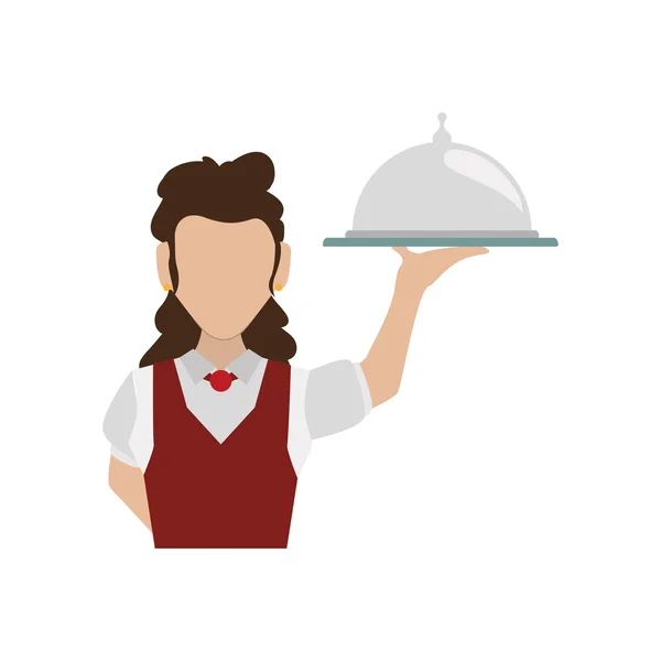 Cameriere donna avatar vestito persona icona. Grafico vettoriale — Vettoriale Stock