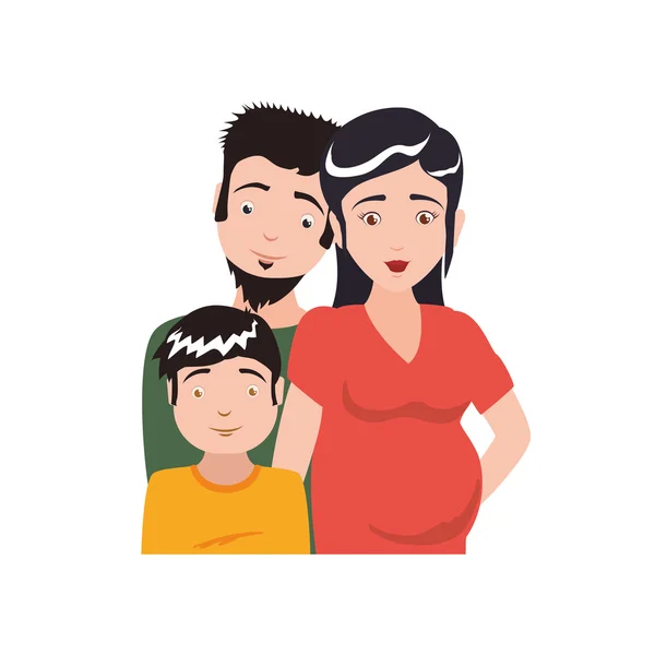 Familie jongen zwangere paar ouders pictogram. Vectorafbeelding — Stockvector