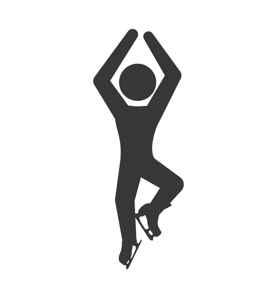Skating skate silhouette person shoe winter icon. Vector graphic — Stock Vector