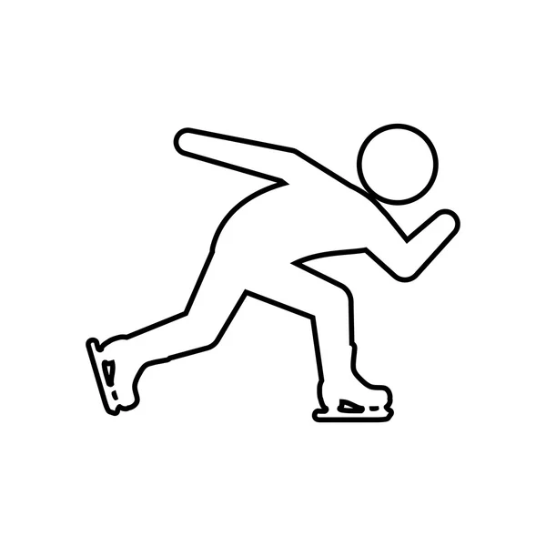 Patinaje skate silueta persona zapato icono de invierno. Gráfico vectorial — Vector de stock