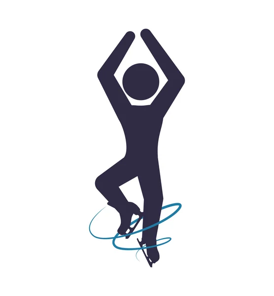 Skating skate silhouette person shoe winter icon. Vector graphic — Stock Vector