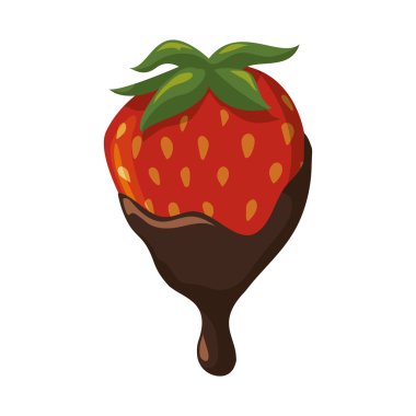 çikolata çilekli tatlı simgesi. Vektör grafiği