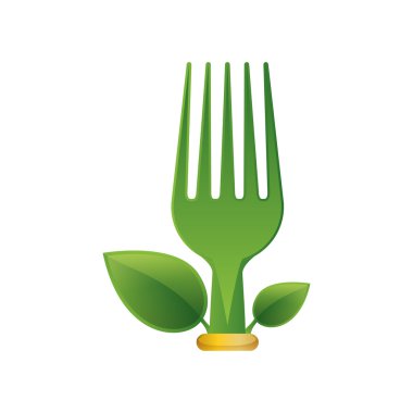 çatal yaprak yeşil vegan organik simgesi. Vektör grafiği