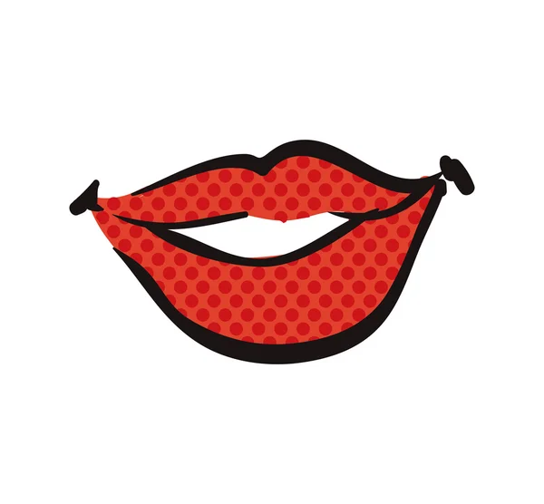 Boca labios sonrisa feliz icono de dibujos animados. Gráfico vectorial — Archivo Imágenes Vectoriales