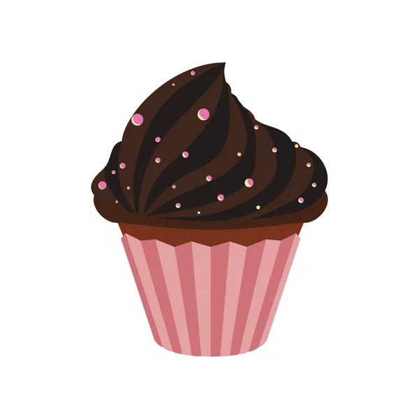 Schokoladenmuffin-Dessertsymbol. Vektorgrafik — Stockvektor