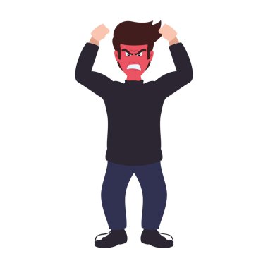 yüz adam kızgın ifade çizgi film simgesi. Vektör grafiği