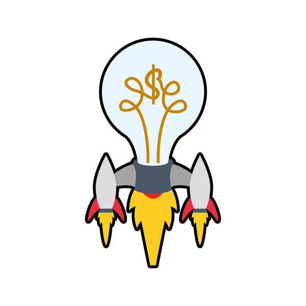 Light bulb rocket start up innovation icon. Vector graphic — Stock Vector