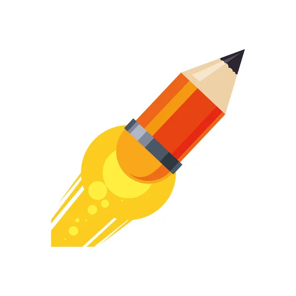 Light bulb pencil rocket start up innovation icon. Vector graphi — Stock Vector