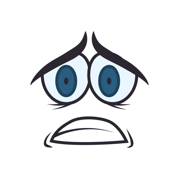 Faccia triste espressione occhi icona del cartone animato. Grafico vettoriale — Vettoriale Stock