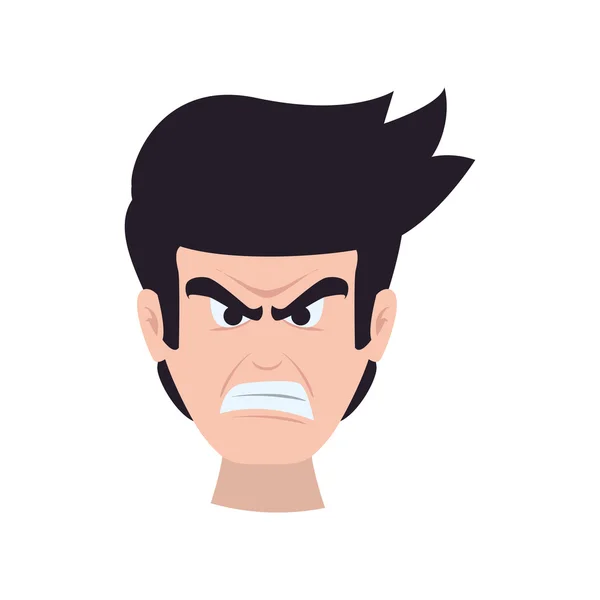 Лицо человека гневное выражение карикатурной иконы. Векторная графика — стоковый вектор