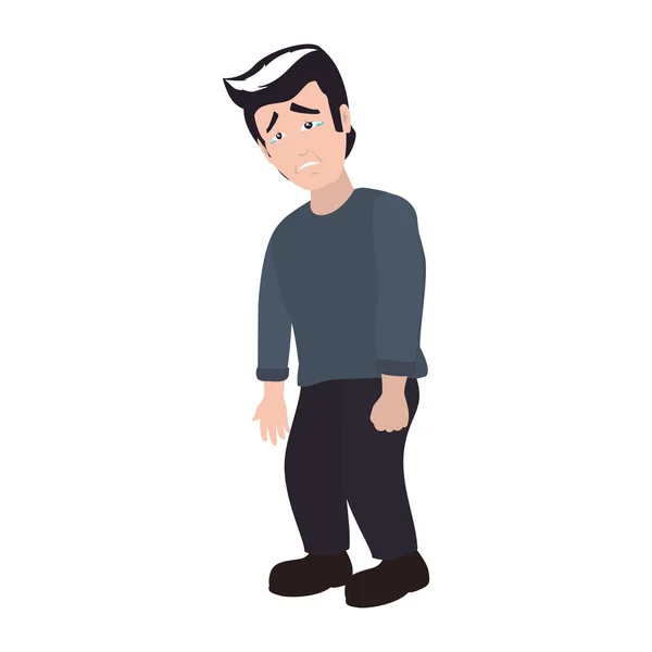 Gezicht trieste man expressie cartoon icoon. Vectorafbeelding — Stockvector