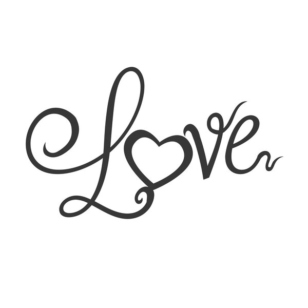 heart text love shape letter icon. Vector graphic