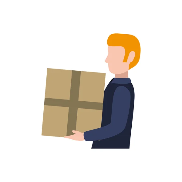 Man leveringspakket verzending logistieke pictogram. Vectorafbeelding — Stockvector