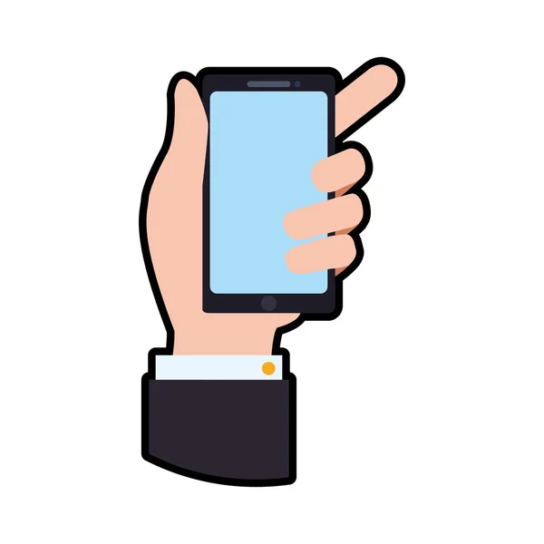 Teléfono inteligente mano móvil gadget icono de la tecnología. Gráfico vectorial — Vector de stock