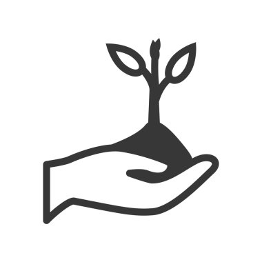 yaprak el bitki siluet doğa ekoloji simgesi. Vektör grafiği