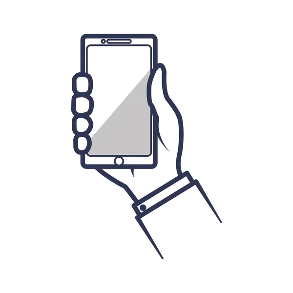 Teléfono inteligente mano móvil gadget icono de la tecnología. Gráfico vectorial — Vector de stock