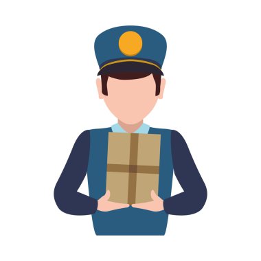 Postacı teslim kargo lojistik güvenlik simgesi. Vektör grafiği