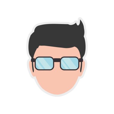 Adam gözlük erkek avatar kişi insanlar simgesi. Vektör grafiği