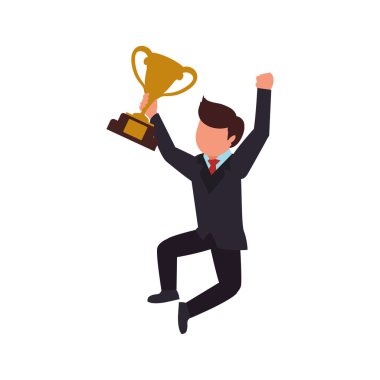 kupa kazanan adam erkek insan rekabet ikonu. Vektör grafiği