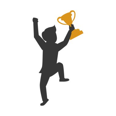 kupa kazanan adam erkek insan rekabet ikonu. Vektör grafiği