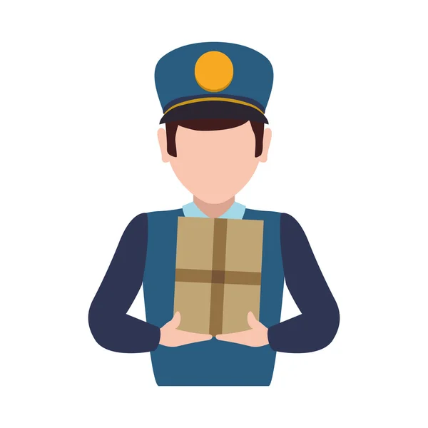 Postacı teslim kargo lojistik güvenlik simgesi. Vektör grafiği — Stok Vektör