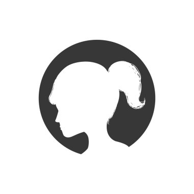 Kadın baş siluet kadın avatar simge. Vektör grafiği
