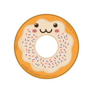çörek kawaii tatlı tatlı tatlı simgesi. Vektör grafiği