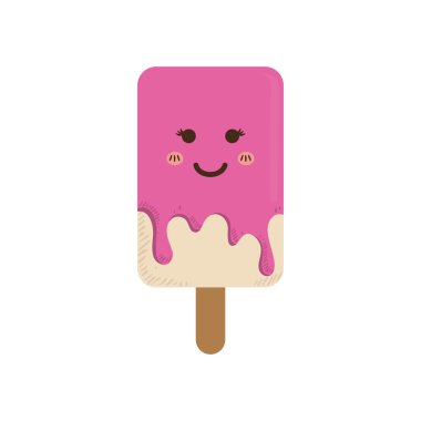 dondurma sevimli sevimli tatlı gıda simgesi. Vektör grafiği