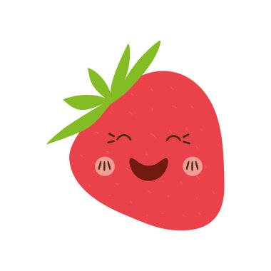 çilek kırmızı meyve organik gıda simgesi. Vektör grafiği