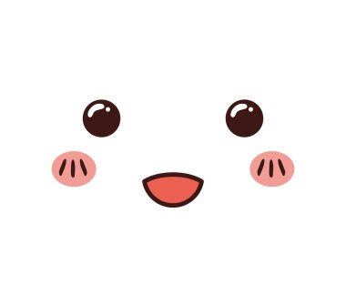 Kawaii karikatür yüz ifadesi gülümseme simgesi. Vektör grafiği