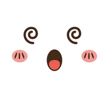 Kawaii karikatür yüz ifadesi gülümseme simgesi. Vektör grafiği