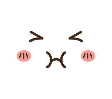 Kawaii karikatür yüz ifadesi gülümseme simgesi. Vektör grafiği