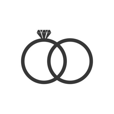 Düğün yüzük romantik simgesi seviyorum. Vektör grafiği