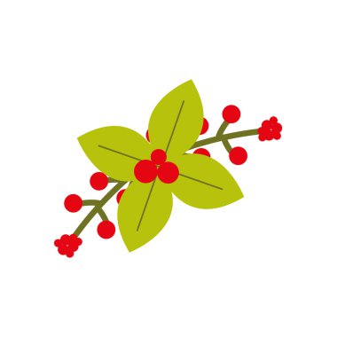 bitki yaprak çiçek neşeli Noel simgesi. Vektör grafiği