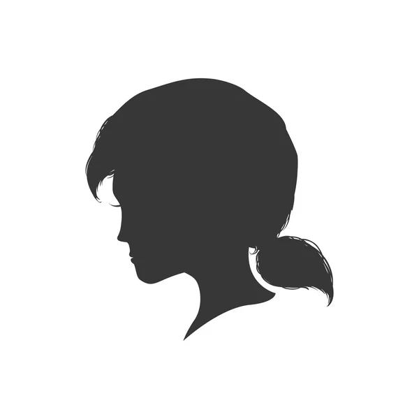 Woman head silhouette female avatar icon. Vector graphic — Stock Vector