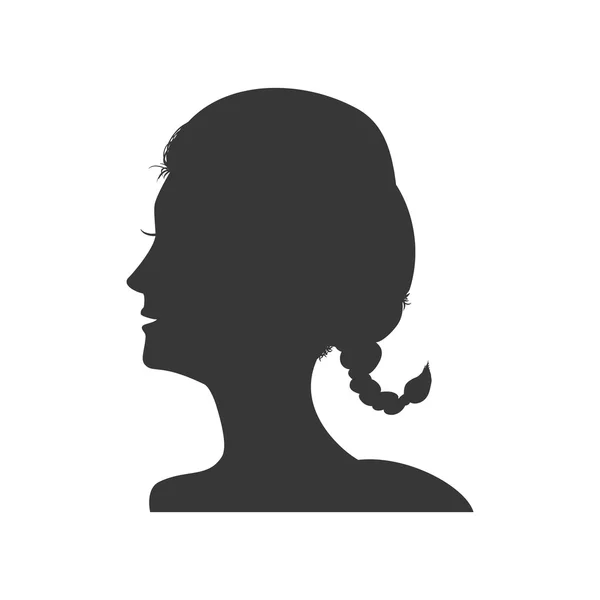 Donna testa silhouette icona avatar femminile. Grafico vettoriale — Vettoriale Stock