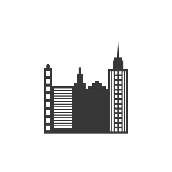 Міський силует міських будівельних веж значок. Векторна графіка — стоковий вектор