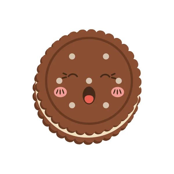 Το cookie kawaii επιδόρπιο χαριτωμένο γλυκό τροφίμων εικονίδιο. Διανυσματικό γραφικό — Διανυσματικό Αρχείο