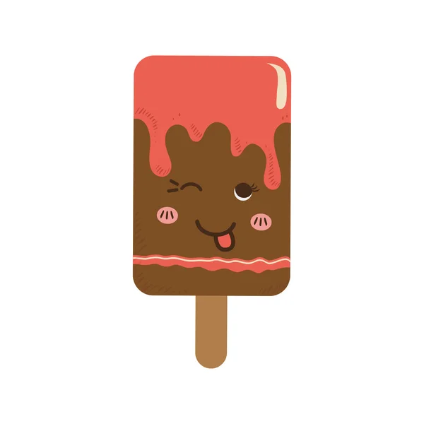 冰激淋卡哇伊甜点可爱甜美食物图标。矢量图形 — 图库矢量图片